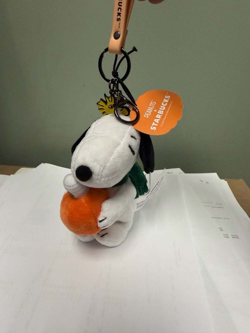 Starbucks Peanuts Snoopy Pumpkin Plush Keychain